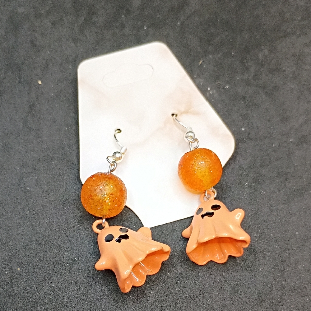 Orange Ghost Drop Earrings